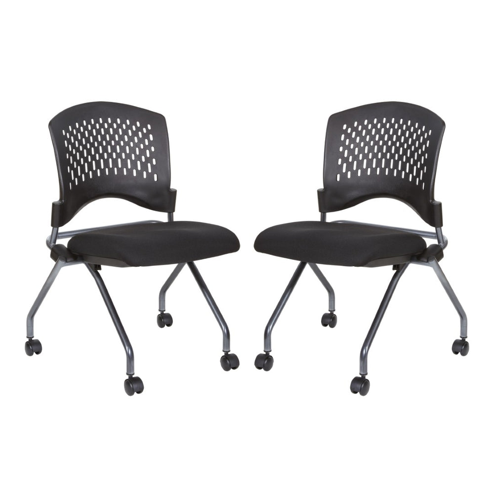 OSP Home Furnishings Soft-flex Frame Steel Folding Chair Cushioned Seat Ventilated Back for Office Use Coal 83220-30
