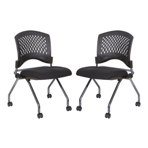 OSP Home Furnishings Soft-flex Frame Steel Folding Chair Cushioned Seat Ventilated Back for Office Use Coal 83220-30