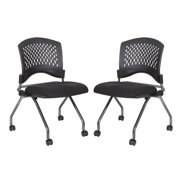 OSP Home Furnishings Soft-flex Frame Steel Folding Chair Cushioned Seat Ventilated Back for Office Use Coal 83220-30