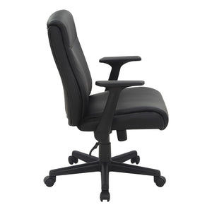 OSP Home Furnishings Mid Back Faux Leather Manager Chair with Lumbar Support and Pneumatic Height Adjust Black FL91201-U6