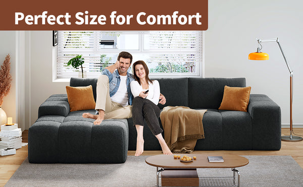 English Elm L-Shaped Modular Sofa With Soft Flannelette Upholstery, Deep Seat Comfort, And No Assembly Needed W3737S00003