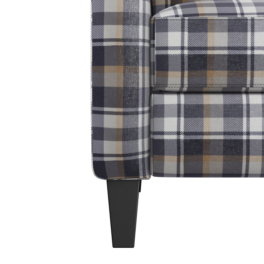 English Elm The Savannah Recliner Grey Plaid Velvet Pushback 2-Position Wingback Sofa Chair with Espresso Legs B127P234385