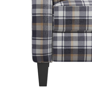 English Elm The Savannah Recliner Grey Plaid Velvet Pushback 2-Position Wingback Sofa Chair with Espresso Legs B127P234385