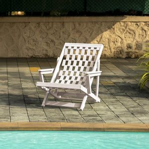 English Elm Pinecrest Outdoor Folding Lounge Chair Recycled Hdpe Reclining Patio Seat with Cushion Ivory B2745P409696
