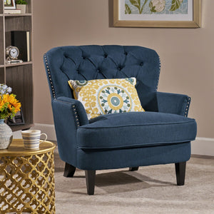 Christopher Knight Home® - Noble House - Tafton Dark Blue Fabric Club Chair