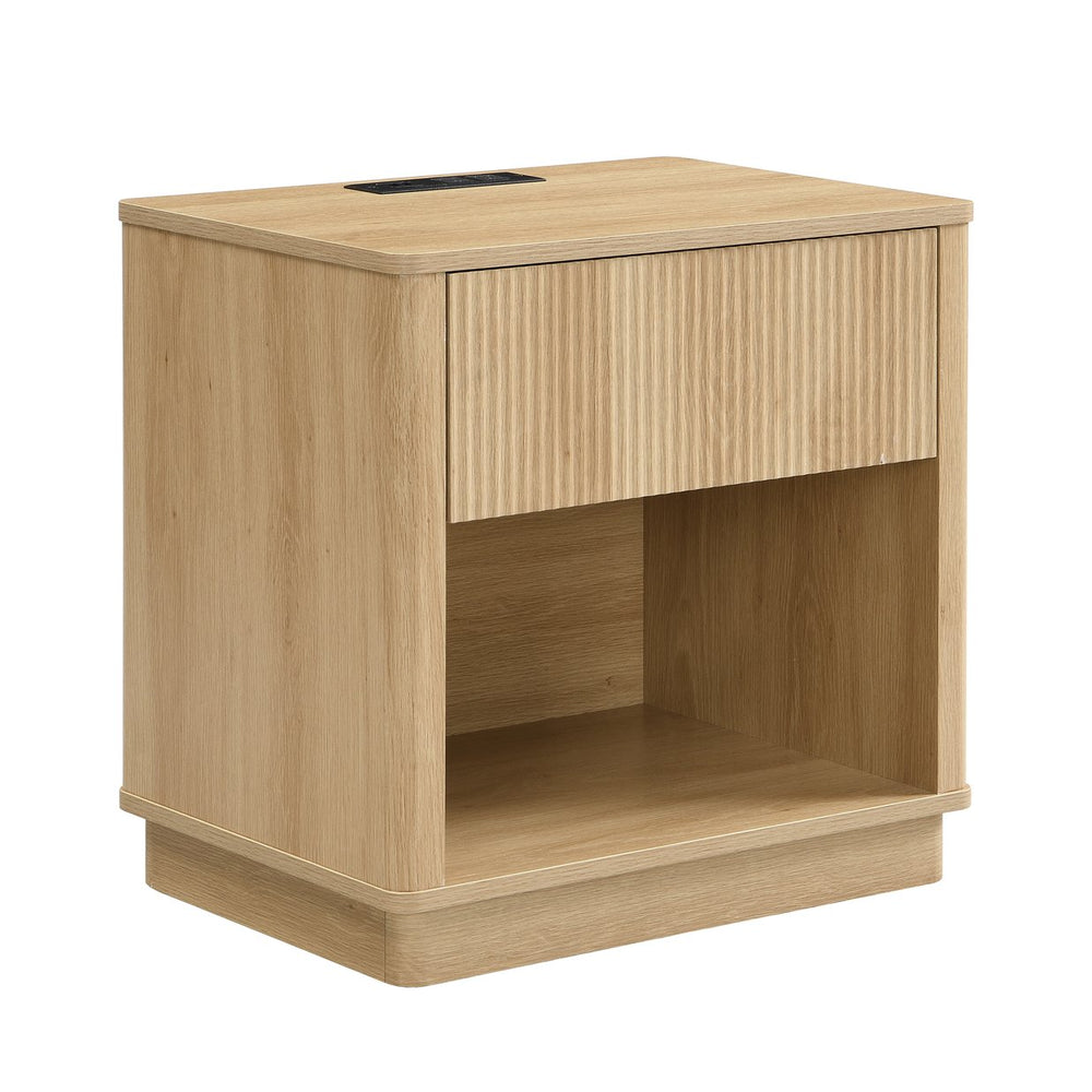 English Elm Christopher Knight Home® - Nightstand with Built-In Outlet & USB, Compact Modern Bedside Table with Drawer, 160 lb Top Capacity N770P333554N