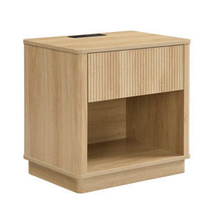 English Elm Christopher Knight Home® - Nightstand with Built-In Outlet & USB, Compact Modern Bedside Table with Drawer, 160 lb Top Capacity N770P333554N
