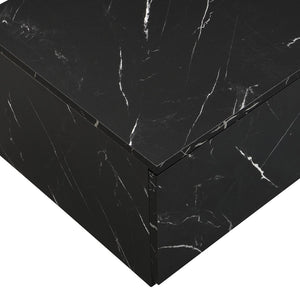 English Elm ON-TREND Modern TV Stand with Faux Marble & Walnut Grain, 78.7" Modular Console with 4 Drawers for Organized Living Room Decor Black WF320812AAB