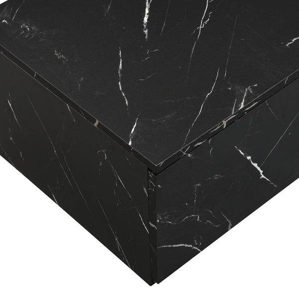 English Elm ON-TREND Modern TV Stand with Faux Marble & Walnut Grain, 78.7" Modular Console with 4 Drawers for Organized Living Room Decor Black WF320812AAB