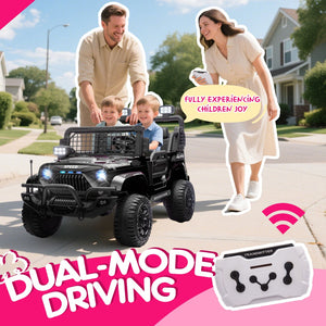 English Elm 24v Dual Motor Two Seat Kids Electric Ride on Car with Remote Control and Bluetooth Audio Black W1578P305897