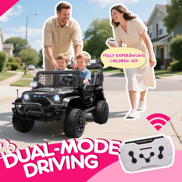 English Elm 24v Dual Motor Two Seat Kids Electric Ride on Car with Remote Control and Bluetooth Audio Black W1578P305897