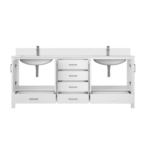 English Elm White Double Bath Vanity 80 in W x 22 in D with White Quartz Top, Soft-Close Drawers & Chrome Faucet Set B2731P259122