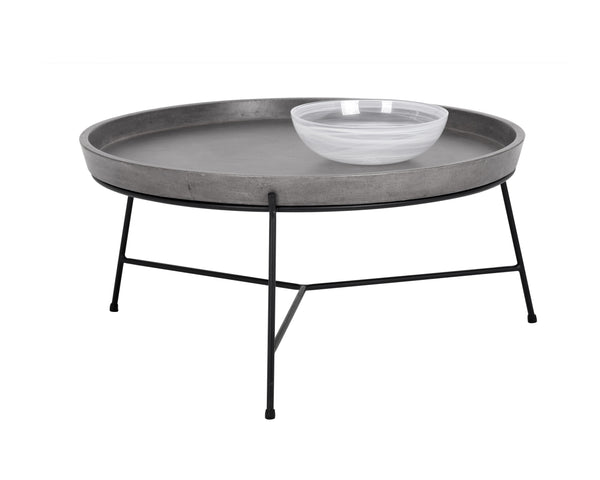 Sunpan Remy Coffee Table - Elegant Steel Frame with Unique Concrete Top for Chic Indoor & Outdoor Spaces Black / Grey