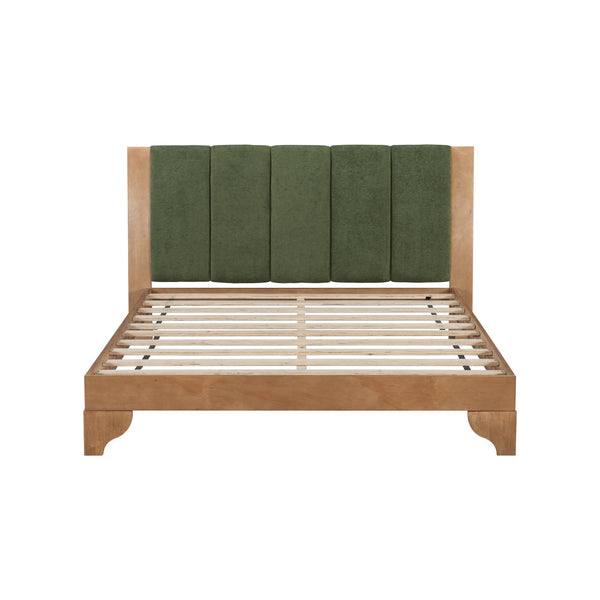 English Elm Christopher Knight Home® - Premium Pine Wood Queen Bed Frame With Upholstered Headboard - Mid-Century Modern Style & Durability N770P345991N_N770P345992N