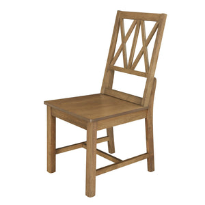 English Elm TOPMAX Rustic 5-Piece Extendable Round Dining Set with Trestle Base and Cross Back Chairs, Versatile Elegance Brown SP000042AAD