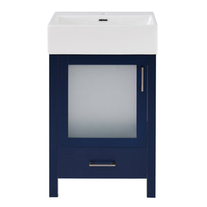 English Elm 20-Inch modern bathroom vanity with ceramic sink, soft-close door and ample storage for small spaces Blue WF324691AAC