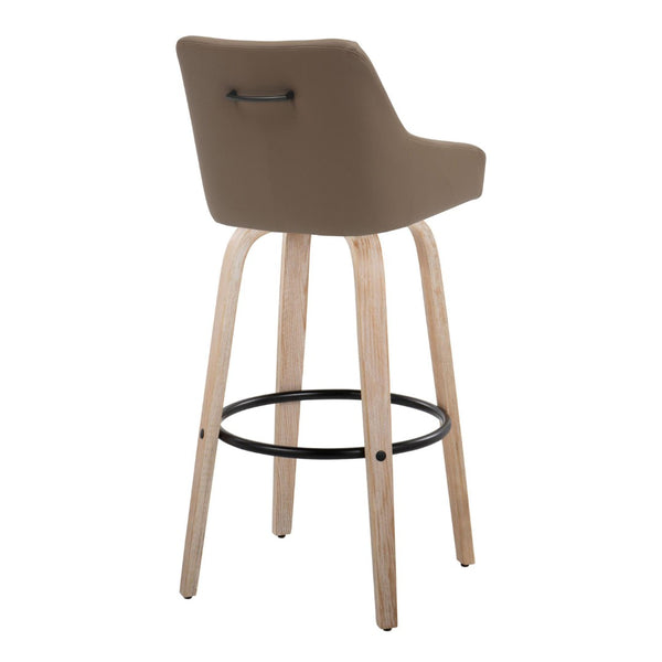 English Elm Adjustable Swivel Barstools Mid-century Walnut Faux Leather Kitchen Counter Set of 2 Brown B202S01920