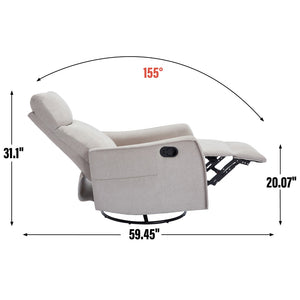 English Elm Heat Massage Rocker Recliner with Swivel Base and Vibrating Nodes for Living Room Beige W1803P251884