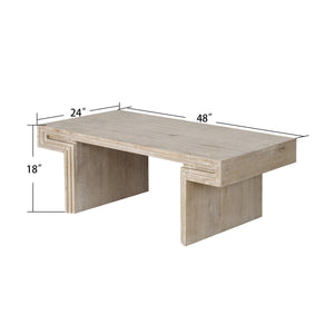 English Elm American Vintage Industrial Coffee Table with Reclaimed Wood Texture, Dual-Tier Staggered Shelves for Living Room Stylish Storage and Durable Matte Finish Antique Natural W1445P287874