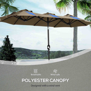 English Elm Outsunny 9.5' Double-Sided Patio Umbrella With Push Button Tilt, Durable Canopy & 12 Ribs For Shade W2225P200477-GIGA