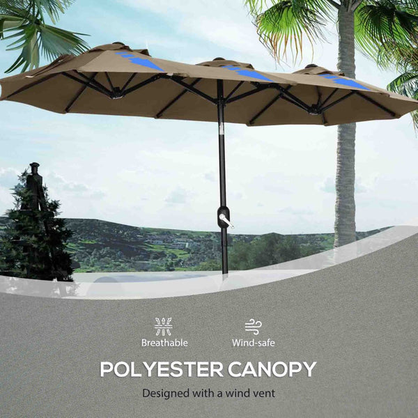 English Elm Outsunny 9.5' Double-Sided Patio Umbrella With Push Button Tilt, Durable Canopy & 12 Ribs For Shade W2225P200477-GIGA
