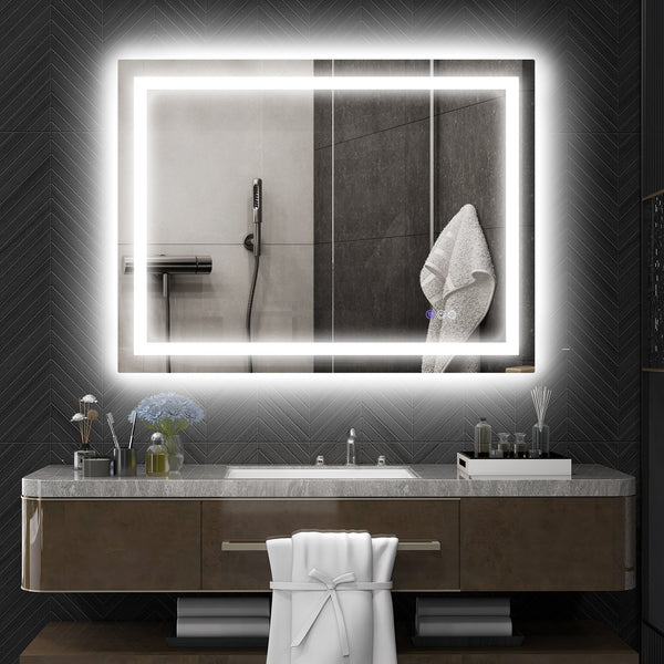 English Elm Homcom Led Vanity Mirror With Dual Lighting, Anti-Fog, Dimmable Color Control & Smart Features W2225P229189