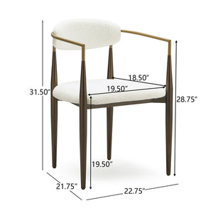 English Elm Christopher Knight Home® - Low Back Upholstered Dining Chair with Gold-Trim Iron Frame, Curved Open Backrest, Plush Comfort White+Gold N771P249346J