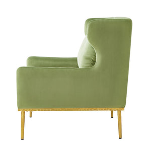 English Elm Modern Velvet Accent Chair Curved Arms Plush Cushion Upholstered Seat for Living Room Green N763P360686F