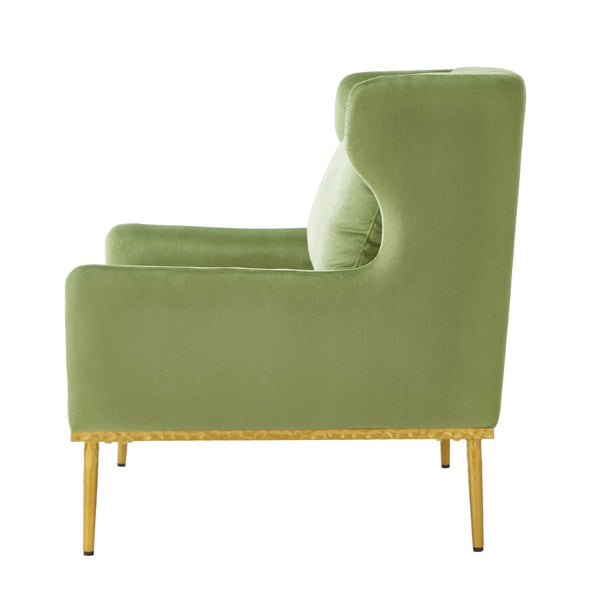 English Elm Modern Velvet Accent Chair Curved Arms Plush Cushion Upholstered Seat for Living Room Green N763P360686F