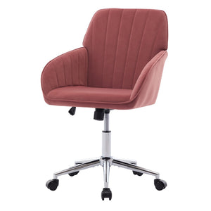 English Elm Ty Adjustable Office Chair - Ergonomic Rose-Red Velvet Swivel Seat For Ultimate Comfort & Support W2311P199110-GIGA