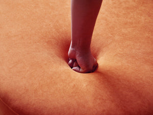 English Elm 90" Curved Sofa with Velvet Upholstery, Ergonomic Half-Moon 4-Seater with High-Density Foam Comfort Orange B2735P320307