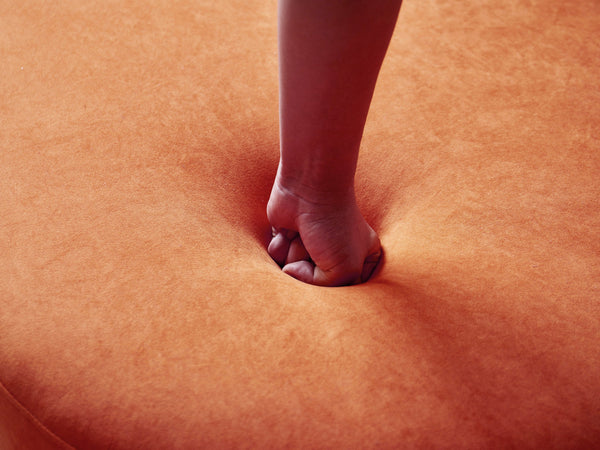 English Elm 90" Curved Sofa with Velvet Upholstery, Ergonomic Half-Moon 4-Seater with High-Density Foam Comfort Orange B2735P320307