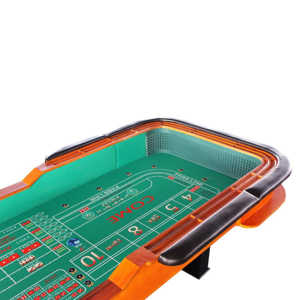 English Elm 12 Foot Regulation Craps Table with Green Felt Padded Rail and Casino Game Room Style W2748S00004