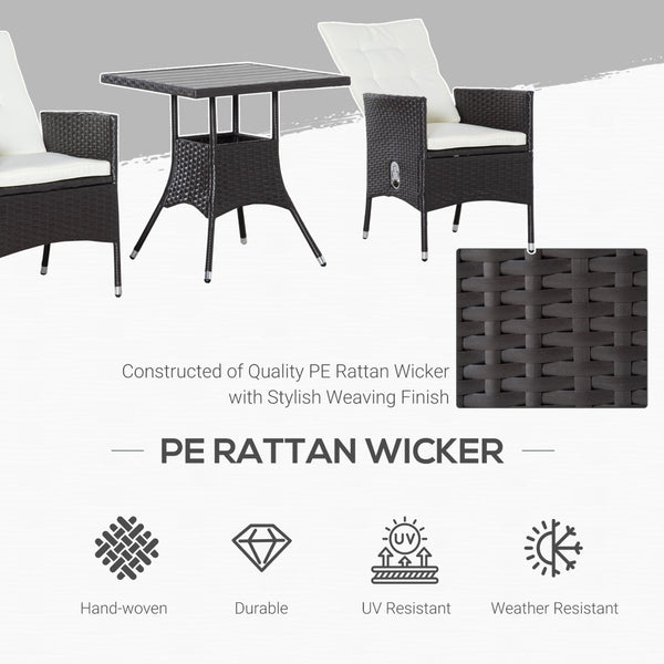 English Elm Outsunny Pe Rattan Outdoor Bistro Set Reclining High Back Chairs Tufted Cushions Patio W2225P200904