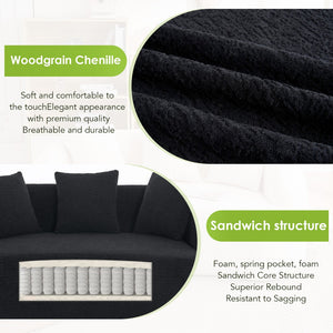 English Elm New Modular Chenille Sectional with Deep Curved Chaise and High-density Foam Seating W2231S00054