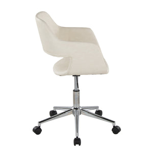English Elm Margarite Contemporary Task Chair - Chrome Metal & Cream Faux Leather For Modern Workspaces Comfort B202P223921