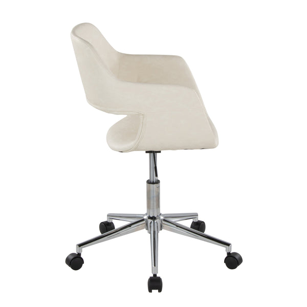 English Elm Margarite Contemporary Task Chair - Chrome Metal & Cream Faux Leather For Modern Workspaces Comfort B202P223921