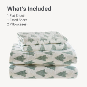 English Elm 4-piece Cal King Cotton Sheet Set with Artisan Ikat Tree Print for Bohemian Bedrooms B035P408383