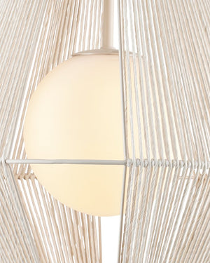 Currey & Company Fraxel Pendant Light - Mid-century Modern Design With Twine & Glass, Adjustable Height, Dimmable Bulb Ivory Kraft Paper Twine ,Glass ,Wrought Iron 9000-1304-currey-company