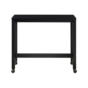 English Elm Desks 3-Piece Set with Rolling Small Desk, Upholstered Stool & Large Stationary Desk for Compact Workspaces Black 38.5 L x 21.5 W x 17.5 H B011P287465