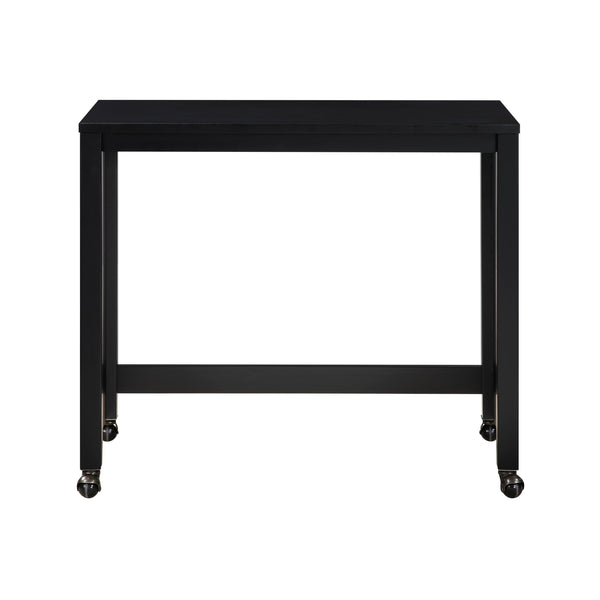 English Elm Desks 3-Piece Set with Rolling Small Desk, Upholstered Stool & Large Stationary Desk for Compact Workspaces Black 38.5 L x 21.5 W x 17.5 H B011P287465