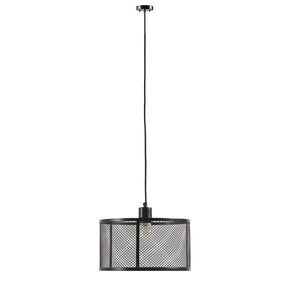 JLA Home INK+IVY - Metal Jaxson Mesh Pendant Light — Matte Black Industrial Caged Drum, Adjustable 76" Hanging Length II151-0115