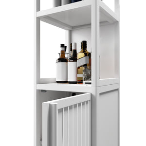 English Elm A 52ft White Linen Tower Bamboo Storage Cabinet — Slim Tall Freestanding Organizer for Small Spaces W2207P242507