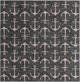 Unique Loom Outdoor Coastal Ahoy Machine Made Solid Print Rug Charcoal, Ivory/Gray 10' 0" x 10' 0"