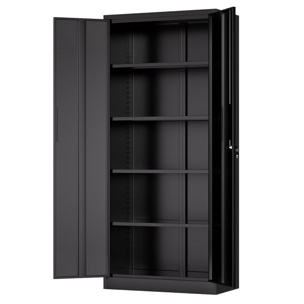 English Elm 72"h Steel Locking Storage Cabinet 4 Adjustable Shelves Powder Coated Garage Office W2735P457281