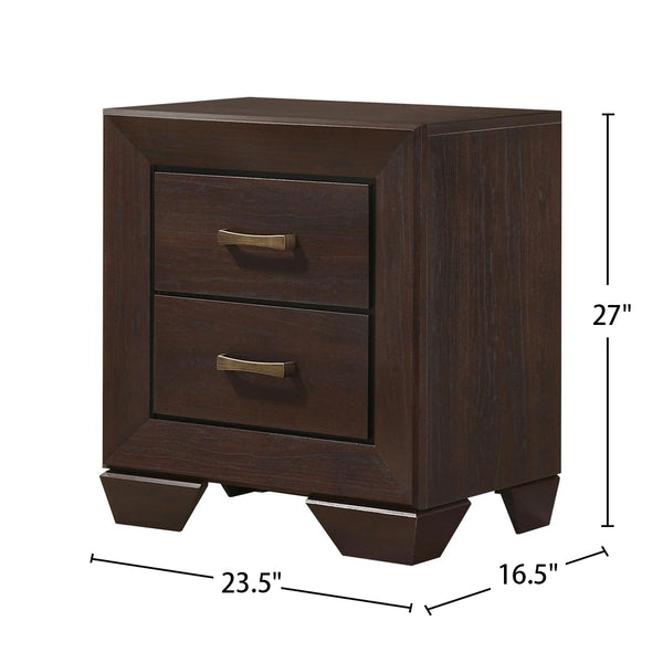English Elm MDF Nightstand with 2 Drawers — Classic Wood Veneer Nightstand with Metallic Hardware and Tapered Legs Espresso B016P254582