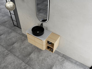 English Elm 42'' Wall-Mounted Bathroom Vanity With Ceramic Sink, Soft-Close Doors & Spacious Storage Solution W999S00474