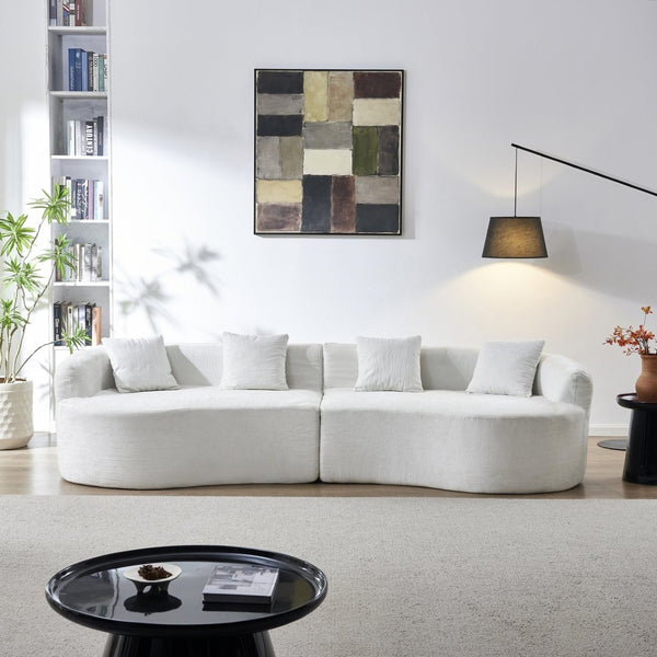 English Elm 111" L Shaped Cloud Sofa Plush Chenille Upholstered High Density Foam Apartment Living Room Beige W1669S00057