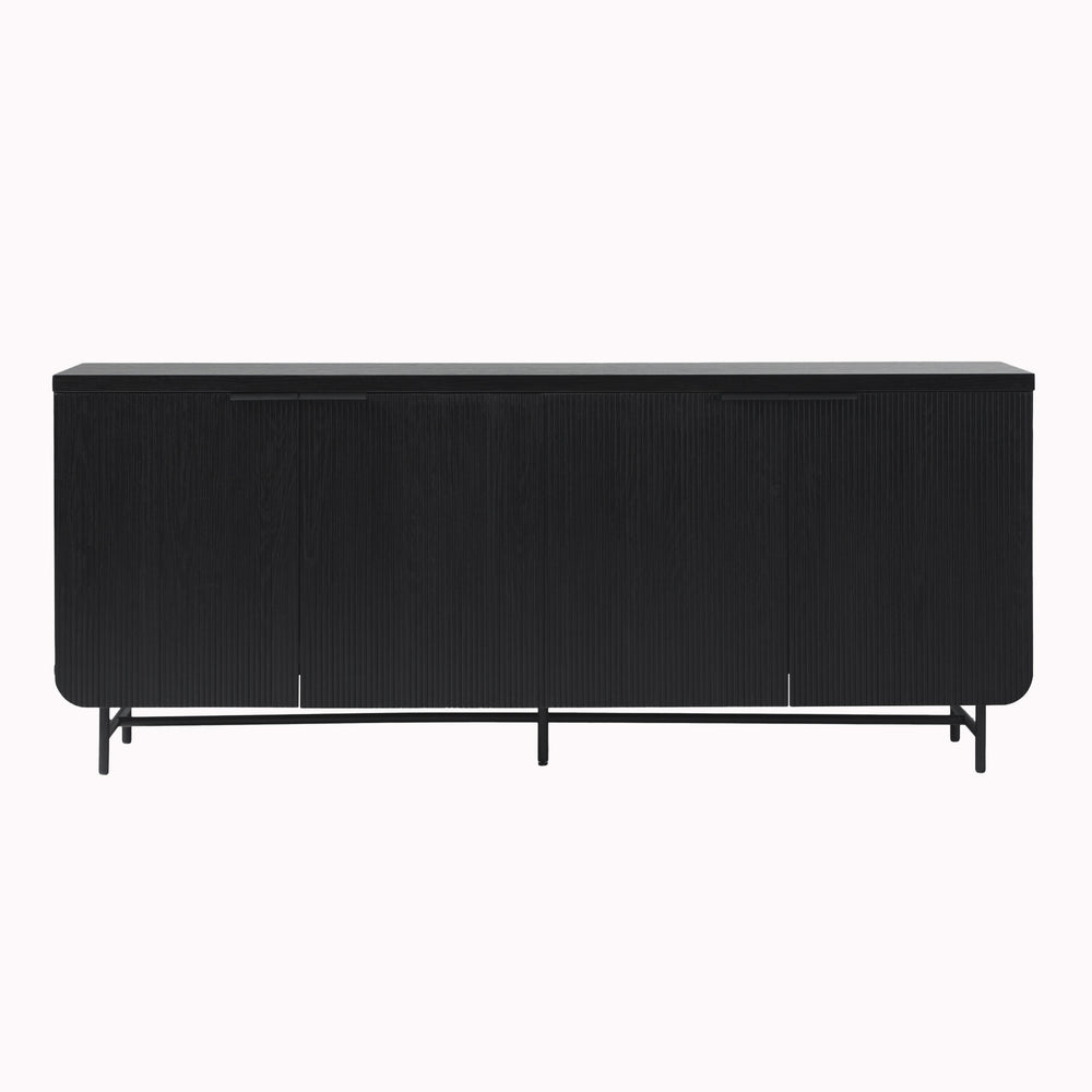 English Elm Walker Edison - Modern Scandi Fluted-Door Sideboard Black — Warp-Resistant MDF, Durable Laminate, Ample Storage, Minimalist Hardware, Versatile Use B185P169180