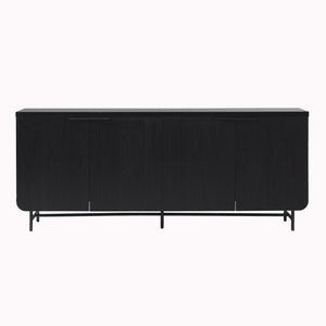 English Elm Walker Edison - Modern Scandi Fluted-Door Sideboard Black — Warp-Resistant MDF, Durable Laminate, Ample Storage, Minimalist Hardware, Versatile Use B185P169180